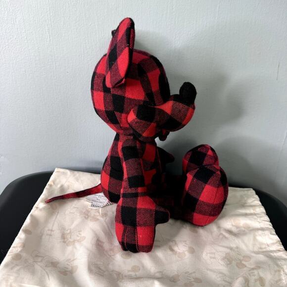 Disney X AE Mickey Mouse American Eagle Special Edition Red Buffalo Plaid Plush - Picture 5 of 12